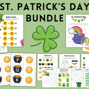 St Patrick&#39;s Day Bundle, Preschool Busy Book Pages, Preschool Printable, Preschool Curriculum, Homeschool Printable, Learning Activity, Prek