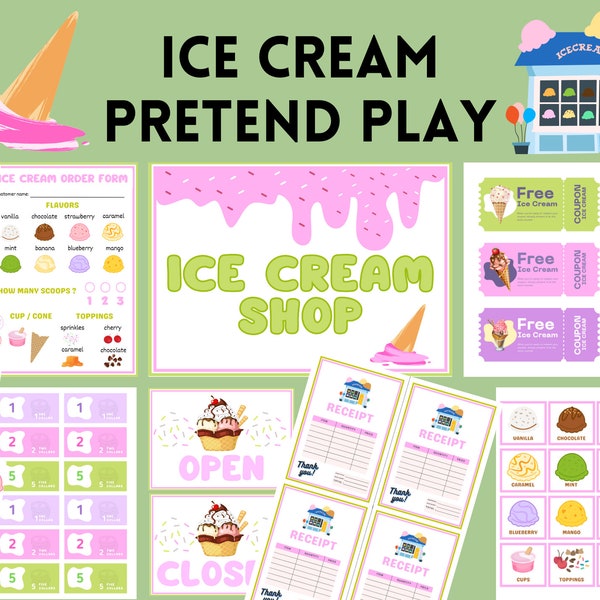 Ice Cream Shop Pretend Play Printable, Dramatic Play, Preschool Printables, Toddler Activities, Preschool Teacher, Play Set, Classroom Games