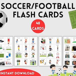 Soccer Flash Cards for Toddlers | Preschool Homeschool Starter Kit for Learning About Soccer & Football