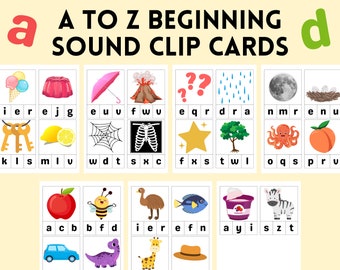 A to Z Beginning Sounds Clip Cards, Preschool Printable|, Kindergarten, Letter Sounds Preschool, Montessori, Preschool Phonics