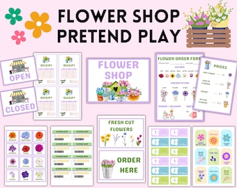 Flower Shop Pretend Play Printable, Flower shop dramatic play, Preschool printables, Toddler activities, Kindergarten, Spring Activity