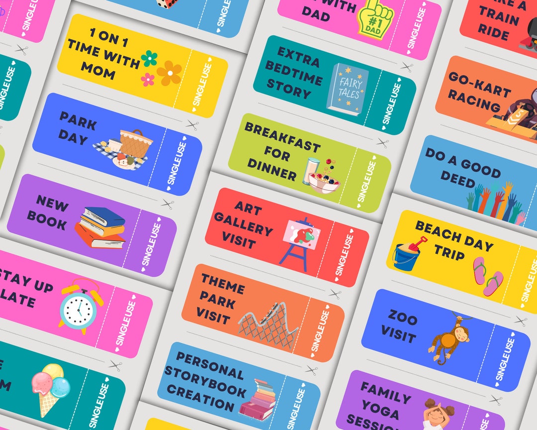 Kids Reward Coupon Printable, Reward Coupon Booklet, Birthday Coupon ...