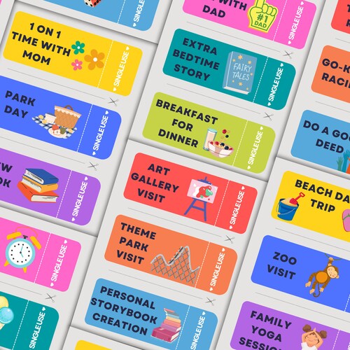 Kids Reward Birthday Coupons Activité d'apprentissage pour enfants imprimable PDF