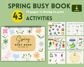 Toddler Learning Binder, Busy Book Printable, Preschool Activities, Homeschool Resources, Montessori Materials, Kids Spring Book, Girls Boys