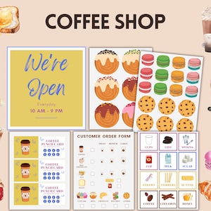 Coffee Shop Dramatic Play Printables, Kids Cafe Pretend Play, Coffee Making Role Play for Children INSTANT DOWNLOAD Printable PDF image 1