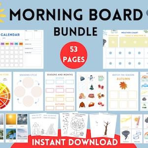 Morning Board stampabile / Calendario perpetuo Circle Time / Cartella di apprendimento prescolare e libro degli impegni / Download digitale per la scuola domestica
