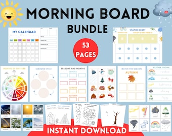 Quadro matinal para impressão | Calendário perpétuo Circle Time | Pasta de aprendizagem pré-escolar e livro de atividades | Download digital para educação domiciliar