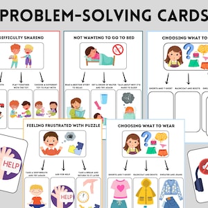 Probleemoplossende kaarten, communicatiekaarten, therapietoespraak, autismecommunicatie, non-verbale kaarten, spraakvertragingscommunicatie, vaardigheidsinstrument