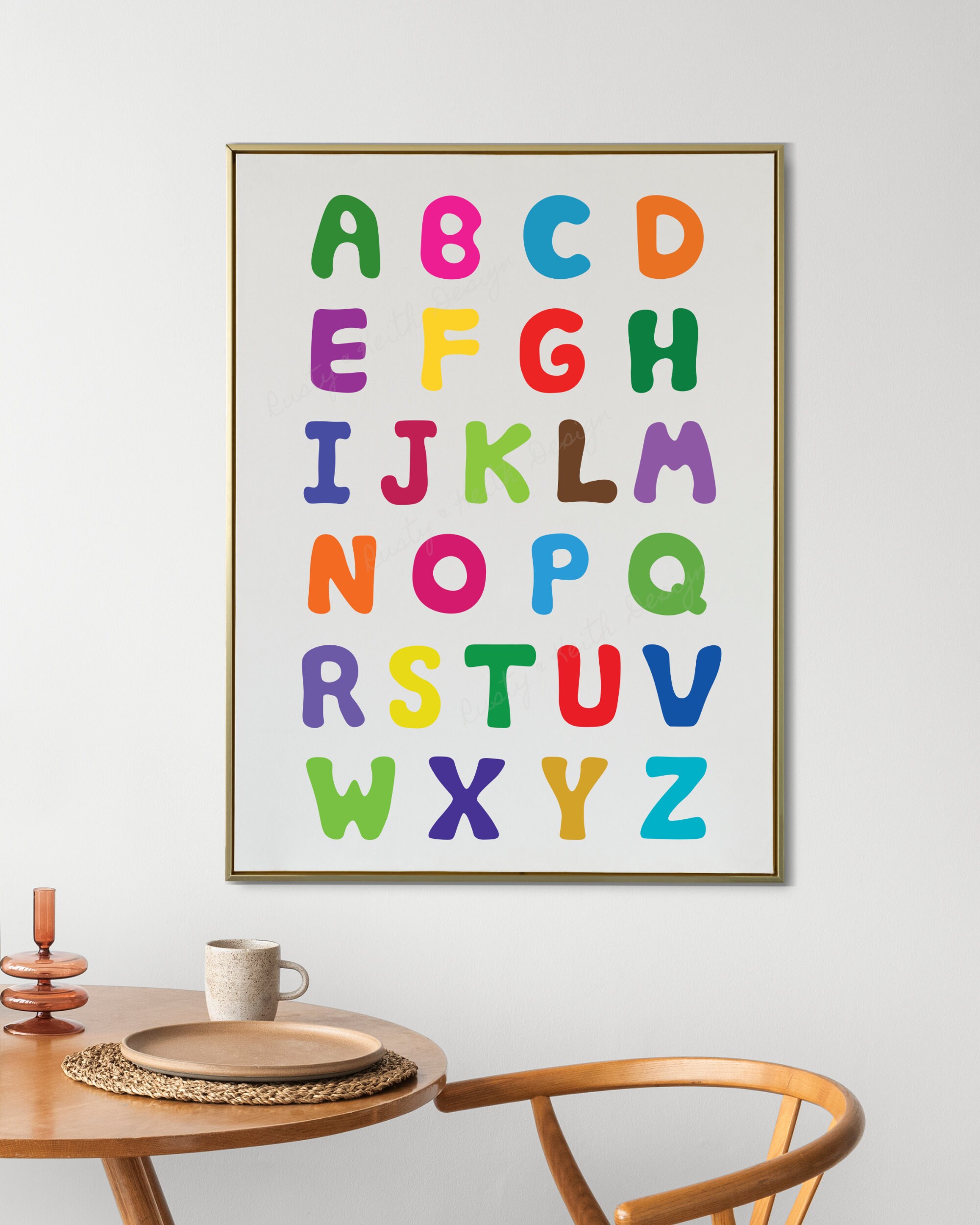 Rainbow Alphabet Poster Printable Educational Wall Art Homeschool ...