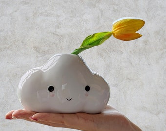 Cute Cloud Vase | Cute flower vase | Nature vase | Gifts for Events, Birthdays, and Housewarmings | Neutral Boho Decor | Bud Vase