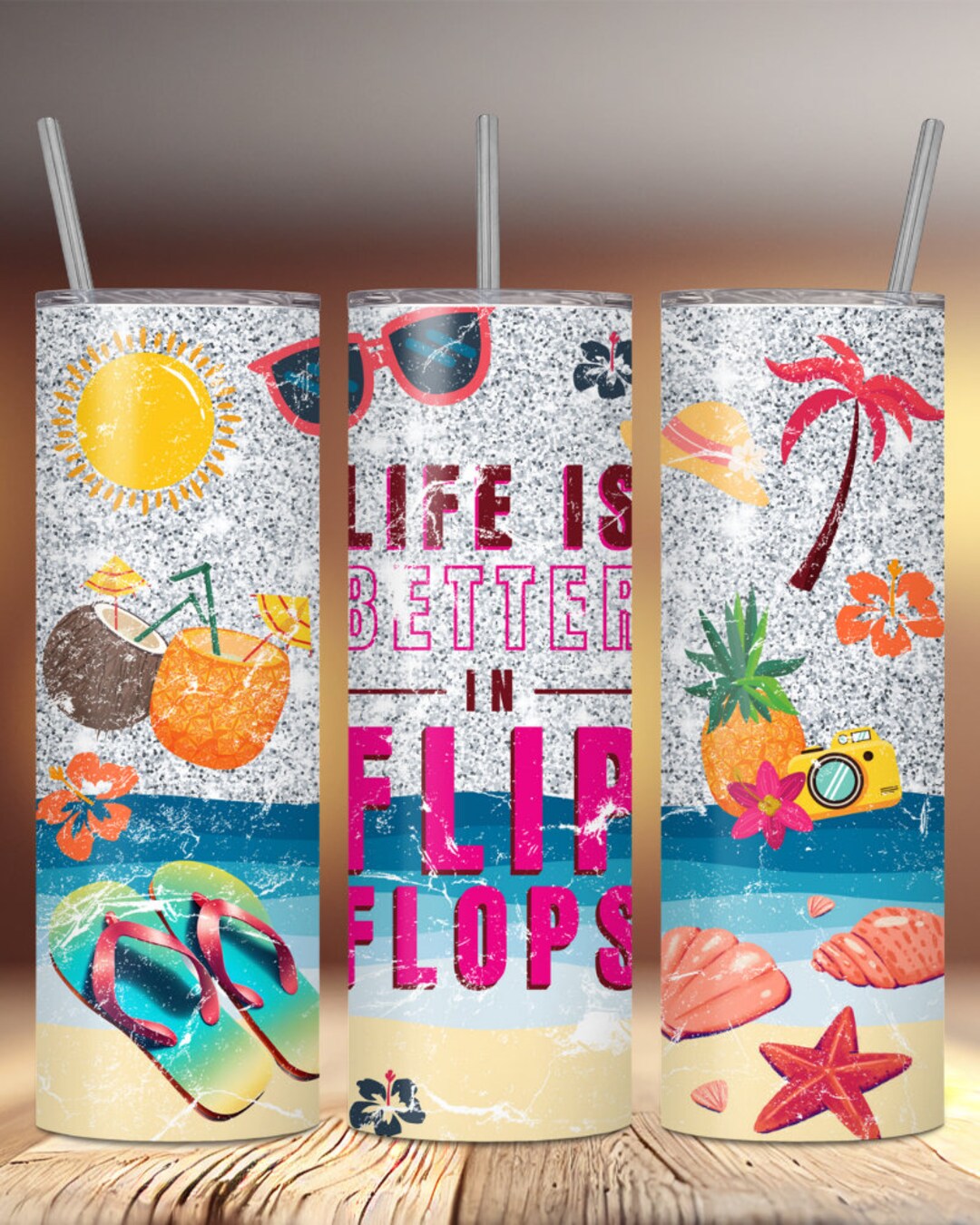 Summer Vibes Tumbler Wrap PNG Summer Design Life is Better in Flip ...