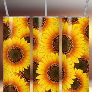 SEAMLESS Sunflowers tumbler wrap 20 oz Skinny Tumbler wrap Sublimation Tumbler Digital Design Download PNG Sunflower print on demand design