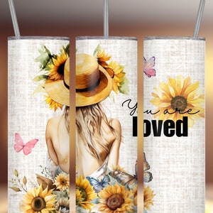 Motivational Self Love Sublimation Design 20 oz Skinny Tumbler Designs, Digital Download Self love Tumbler Wrap You are Loved PNG Wrap
