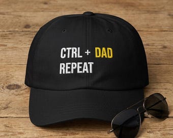 Embroidered Tech Dad Hat, CTRL Dad Repeat Cap, Computer Gamer Gift