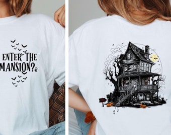Dare You Enter the Haunted Mansion? Shirt, Halloween Haunted House Shirt, Halloween Bats Tshirt, Spooky Season Shirt, Halloween Horror Shirt