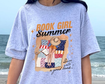 Book Girl Summer Shirt, Trendy Beach Book Lover Shirt, Funny Reader Beach Shirt, Bookish Shirt, Romance Book Reader Shirt, Funny Summer Tee