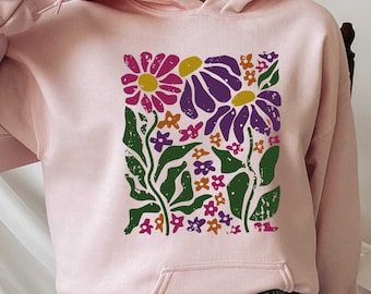 Wildflower Print Hoodie, Boho Floral, Nature Lover Gift