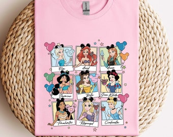 Cute Disney Princess Polaroid Girls Shirt, Disney Princess Birthday Shirt, Birthday Gifts, Disney Trip Shirt, Ariel Cindirella Elsa Shirt