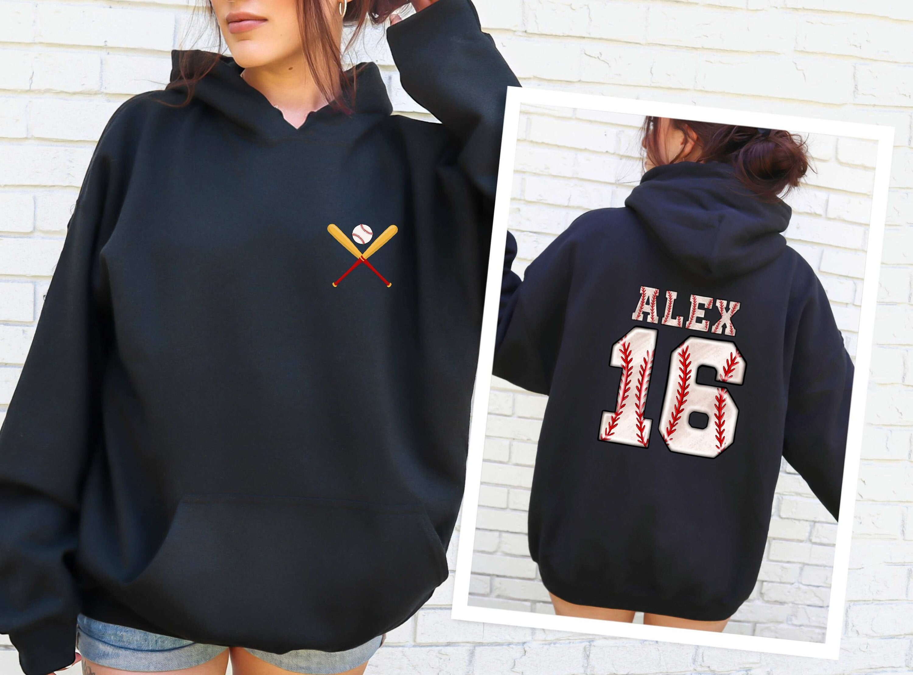 Custom Baseball Mom Hoodie, Personalized Name and Number Hoodie, Personalized Jersey Hoodie, Game Day Baseball Hoodie, Baseball Mama Hoodie