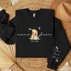 Custom Mama Bear Sweatshirt, Mama Est with Kid Name on Sleeve Sweatshirt, Personalized Mom Sweatshirt, Mothers Day Sweatshirt, New Mom Tee image 2