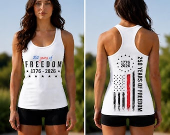 Retro USA 250 Tank Top, 250 Years of Freedom, 250th Anniversary Tank, Flag Top, Independence Day Tank, Patriotic Gift