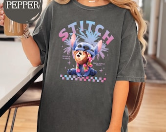 Disney Lilo and Stitch Comfort Colors Shirt, Disney Oversized Tee for Women, Magical Vacation Shirt, Cute Blue Alien T-Shirt, Summer Shirts