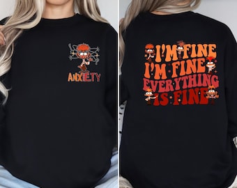 I'm Fine Everything is Fine Anxiety Sweatshirt, Disney Inside Out Sweatshirt, Disney Emotions Sweater, Feelings Sweater, Mental Health Tee