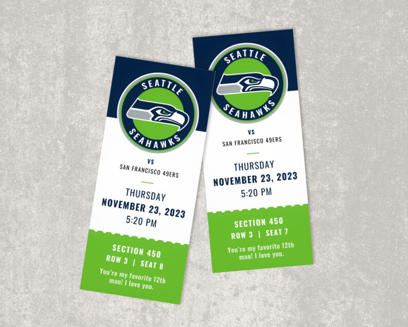 Seattle Seahawks Ticket Template Instant Download Etsy