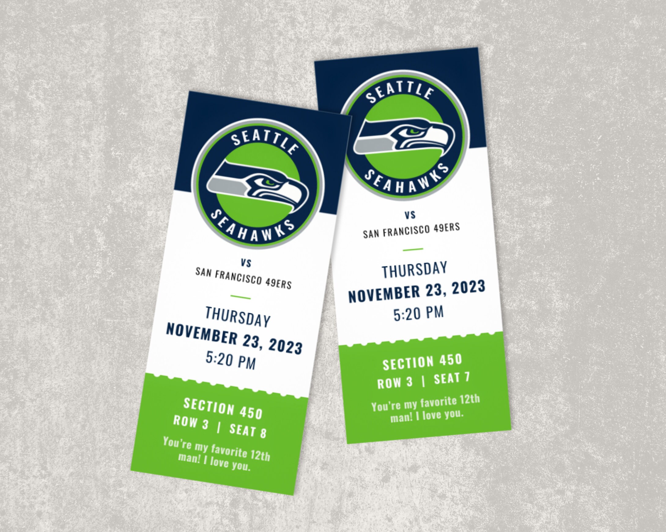 Seattle Seahawks Ticket Template Instant Download Etsy