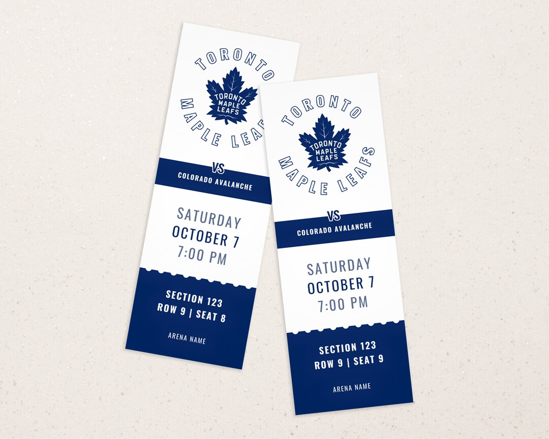 Toronto Maple Leafs Ticket Template Instant Download Etsy