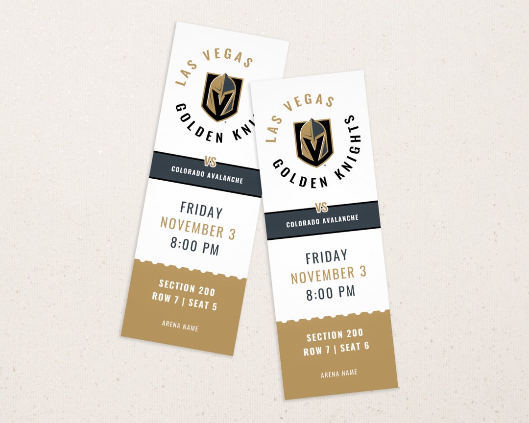 Vegas Golden Knights Ticket Template Instant Download Etsy