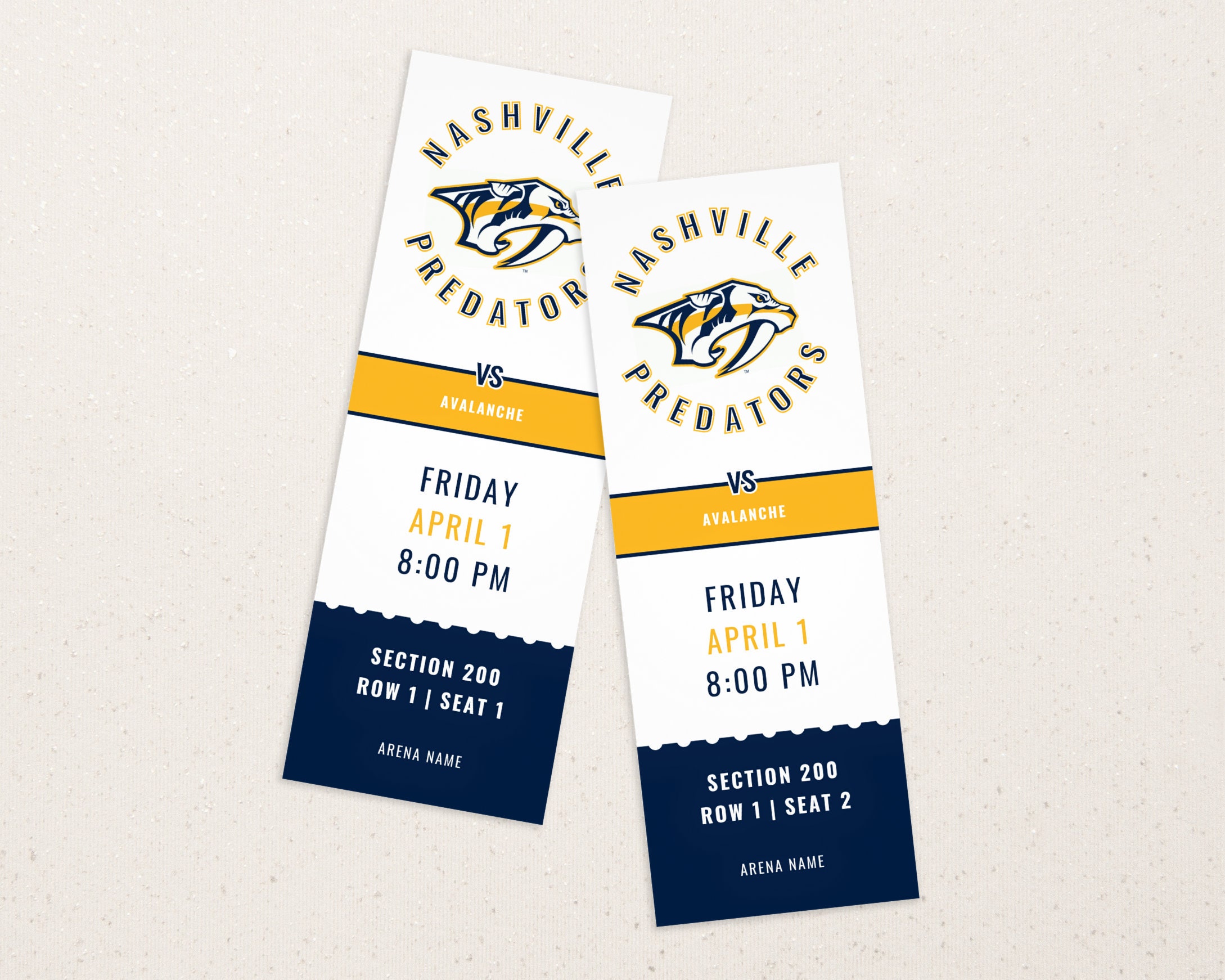 Nashville Predators Ticket Template Instant Download Etsy