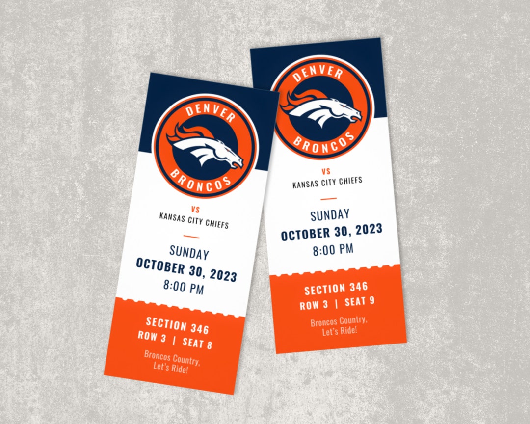 Denver Broncos Ticket Template Instant Download Etsy