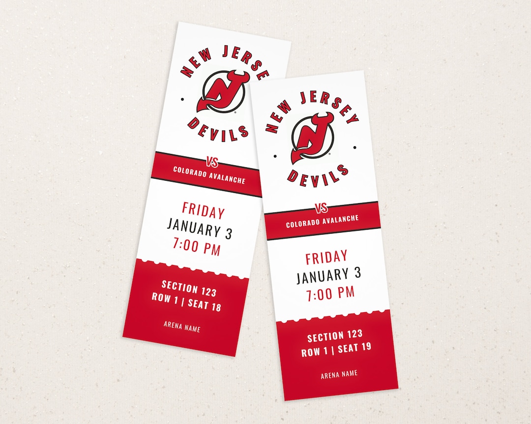 New Jersey Devils Ticket Template Instant Download Etsy