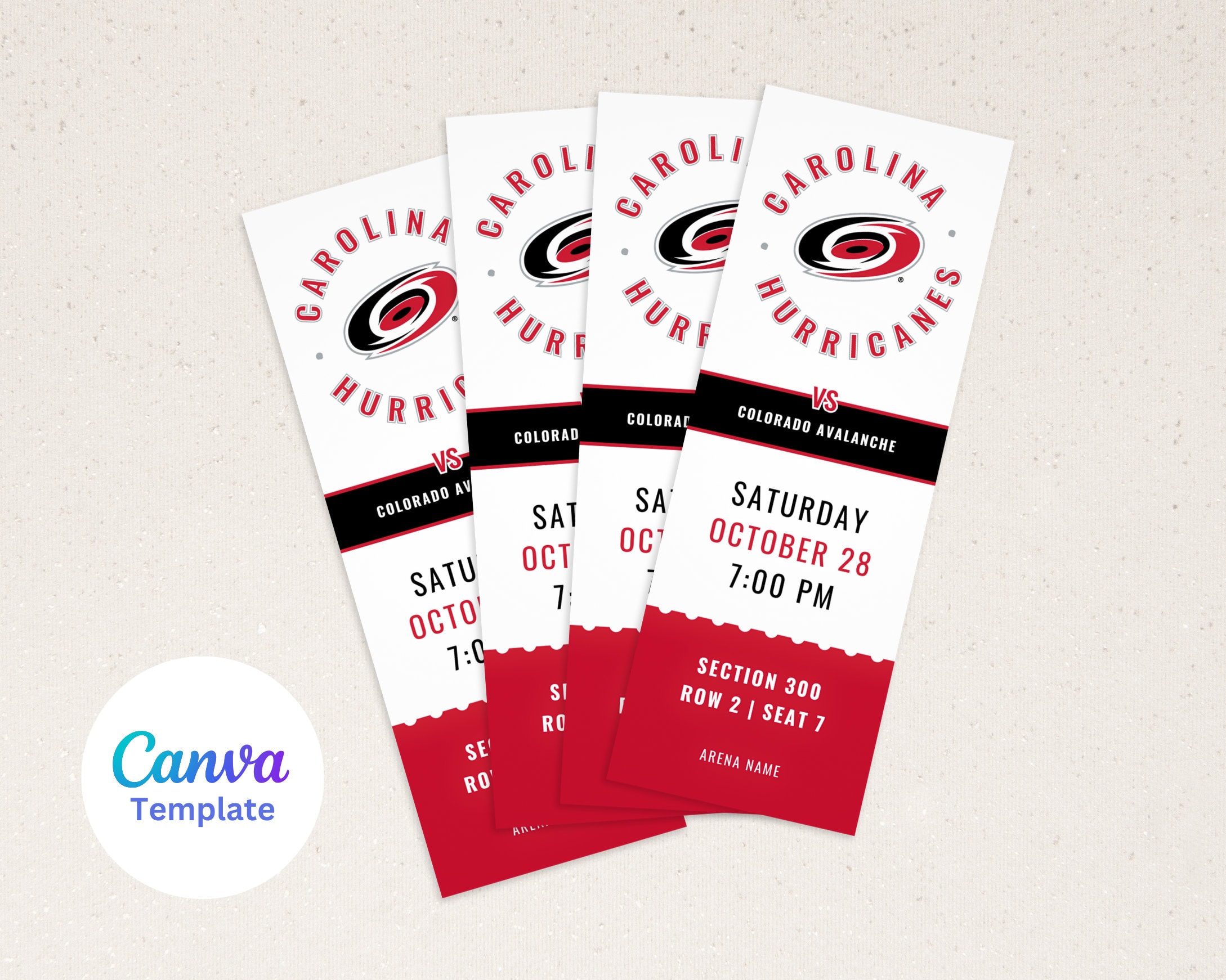 Carolina Hurricanes Ticket Template Instant Download Etsy