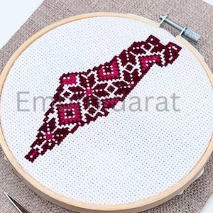 Kit Tatreez para bordado de punto de cruz palestino DIY: aro de 5 pulgadas con 4 colores: mapa de Palestina