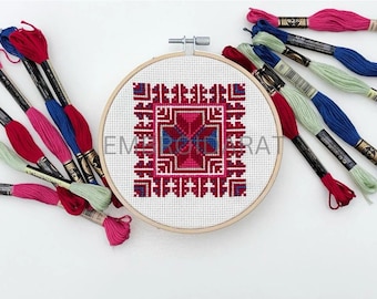 Palestinian Embroidery DIY Tatreez Kit- 5in hoop with 4 colors- item #6