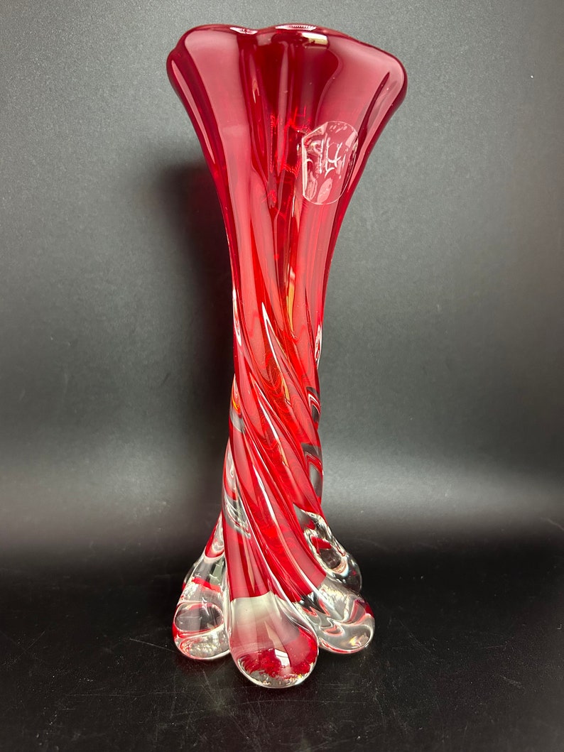 MCM Twisted Red Footed Vase - Etsy