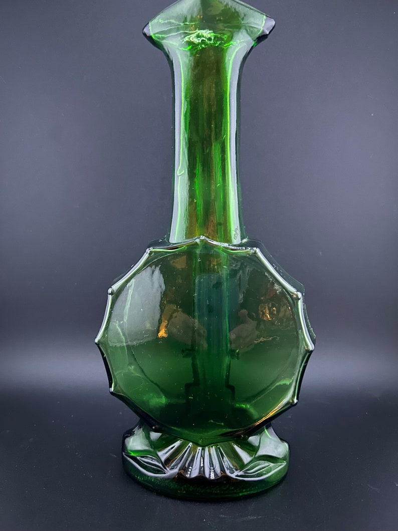 Vintage Imperial Glass Banjo Vase, Green image 5