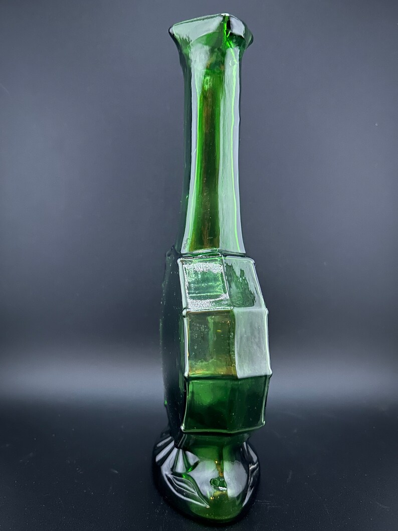 Vintage Imperial Glass Banjo Vase, Green image 4