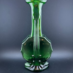 Vintage Imperial Glass Banjo Vase, Green image 1