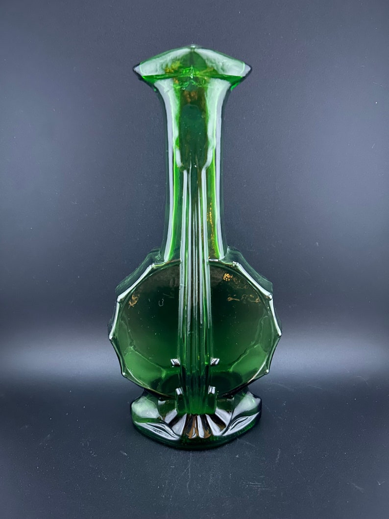 Vintage Imperial Glass Banjo Vase, Green image 1