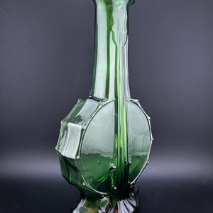 Vintage Imperial Glass Banjo Vase, Green image 3