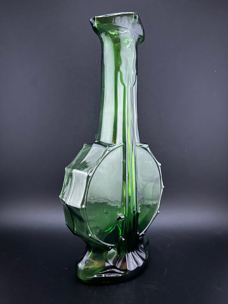 Vintage Imperial Glass Banjo Vase, Green image 3