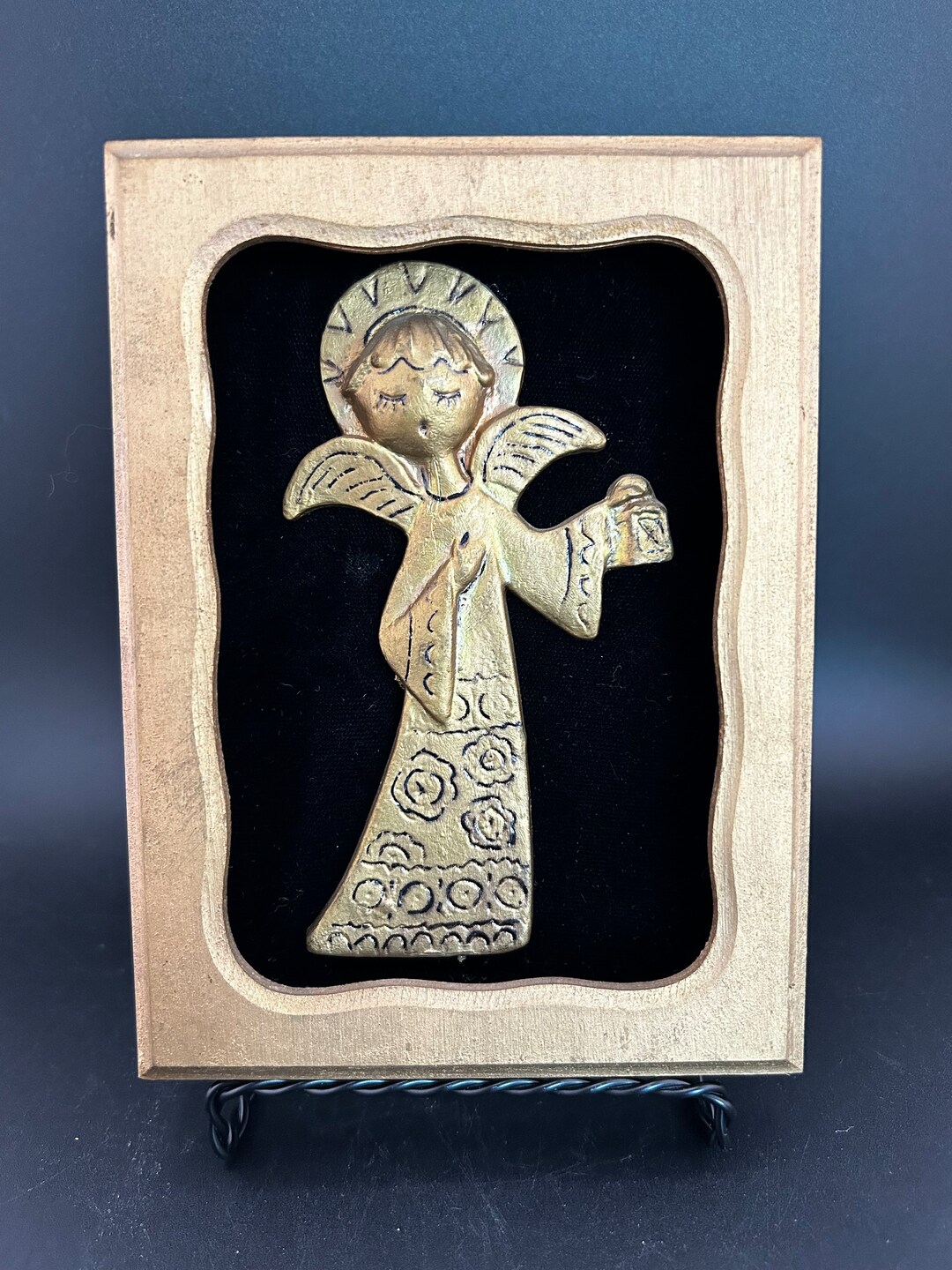 Vintage Golden Angel in Shadow Box - Etsy
