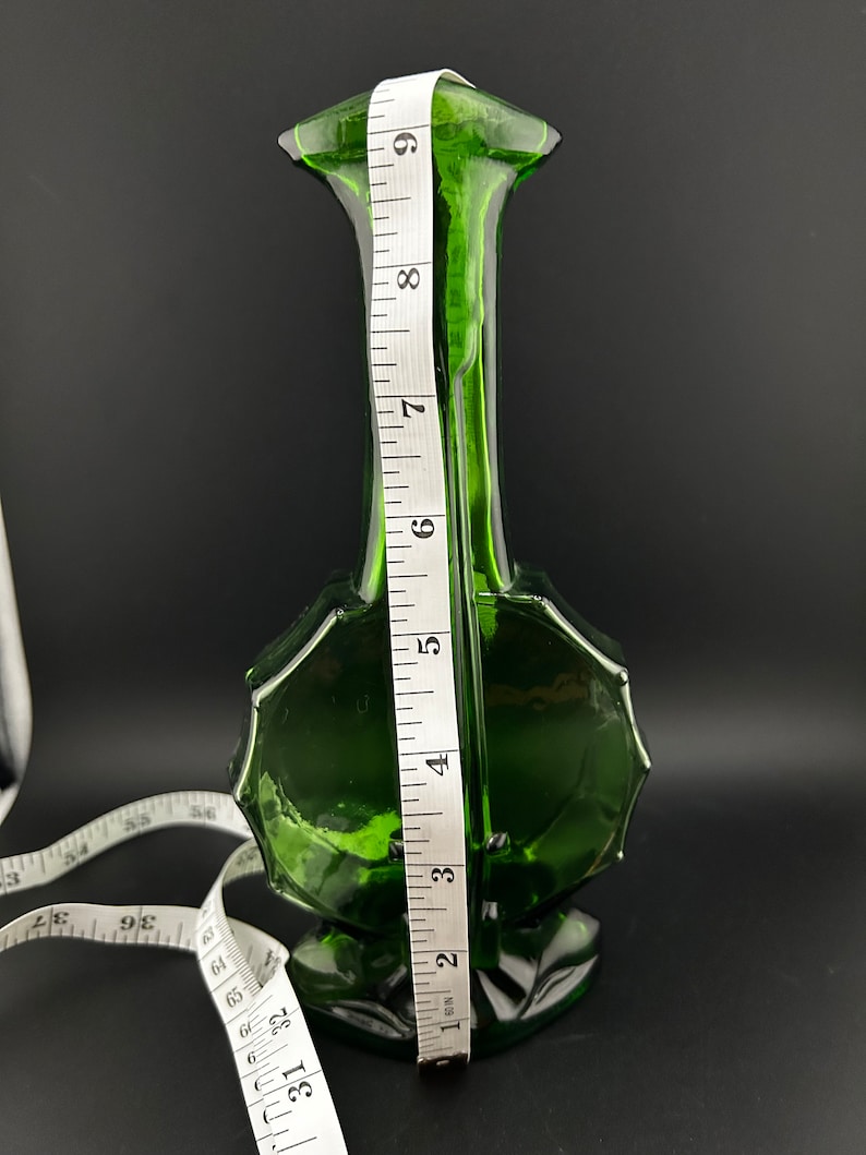 Vintage Imperial Glass Banjo Vase, Green image 6