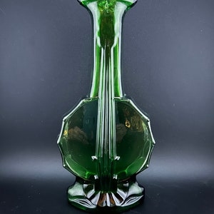 Vintage Imperial Glass Banjo Vase, Green image 2