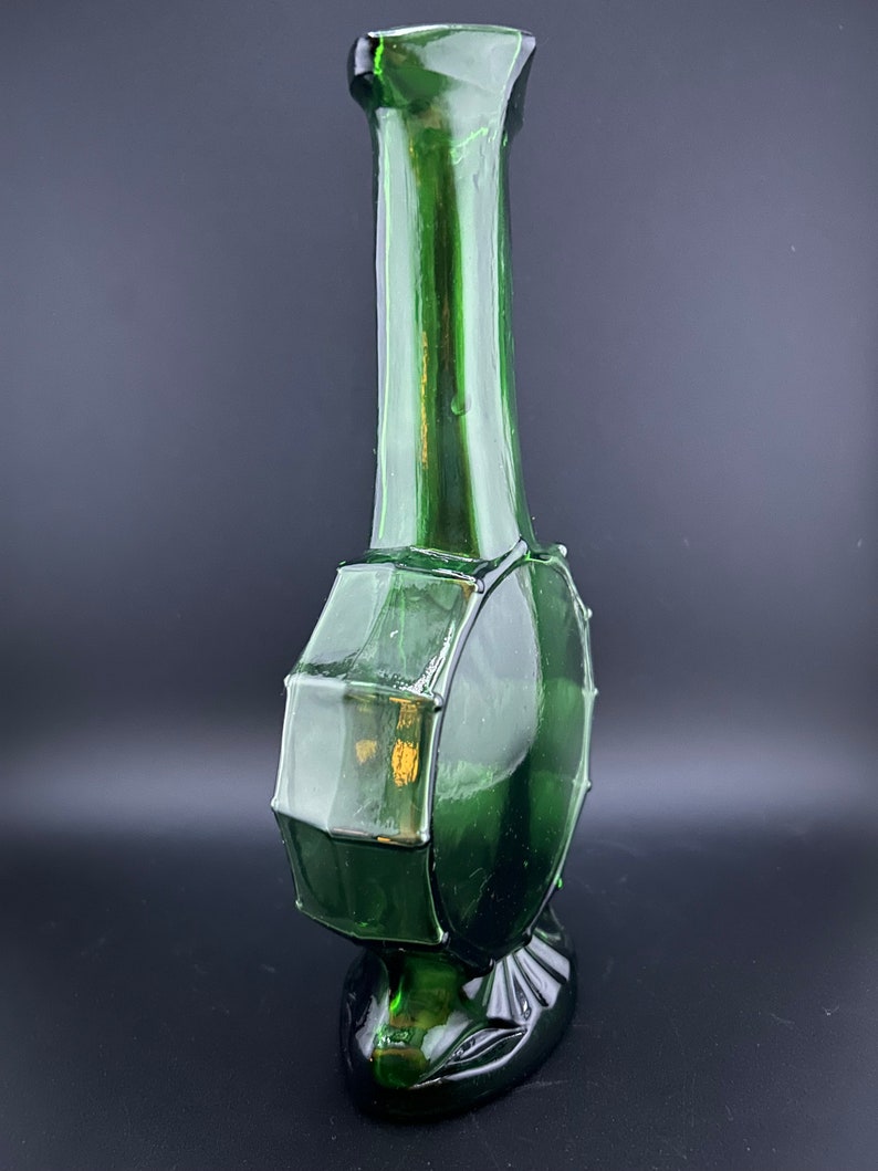 Vintage Imperial Glass Banjo Vase, Green image 7