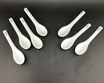 Vintage Mini Asian Porcelain Spoons, set of 7