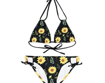 Sunflower Strappy Bikini Set Classic Flower Bikini Set Cute Flower Bikini stylish swimsuit